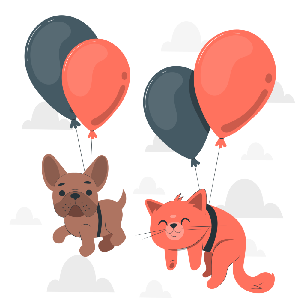 animals floating with balloons pana 1