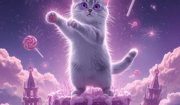 Cat in purple world cute