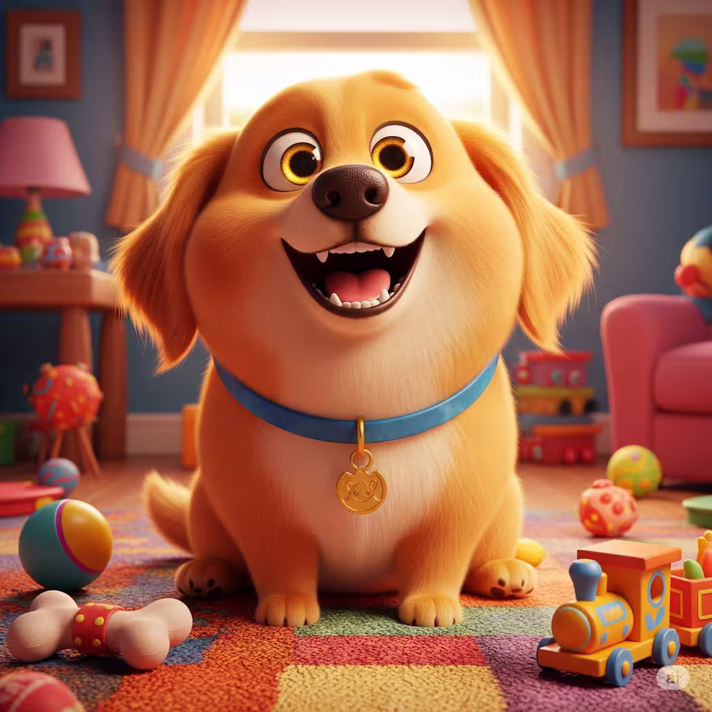 معرفی بهترین نژادهای سگ برای ویلا: ویژگی ها و سازگاری های محیطی 1 Happy Golden Retriever Dog in Colorful Room