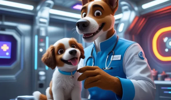 Puppy and veterinarian