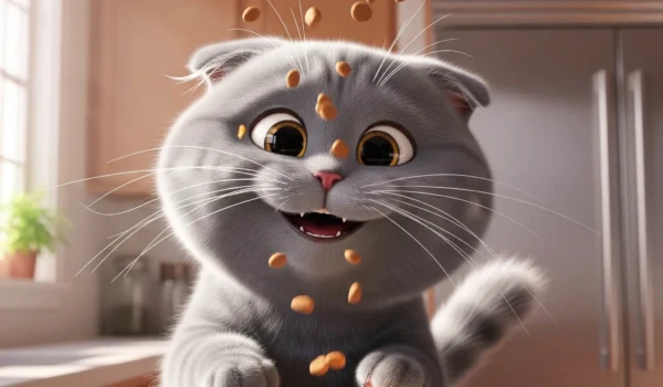 Scottish fold in kitchen