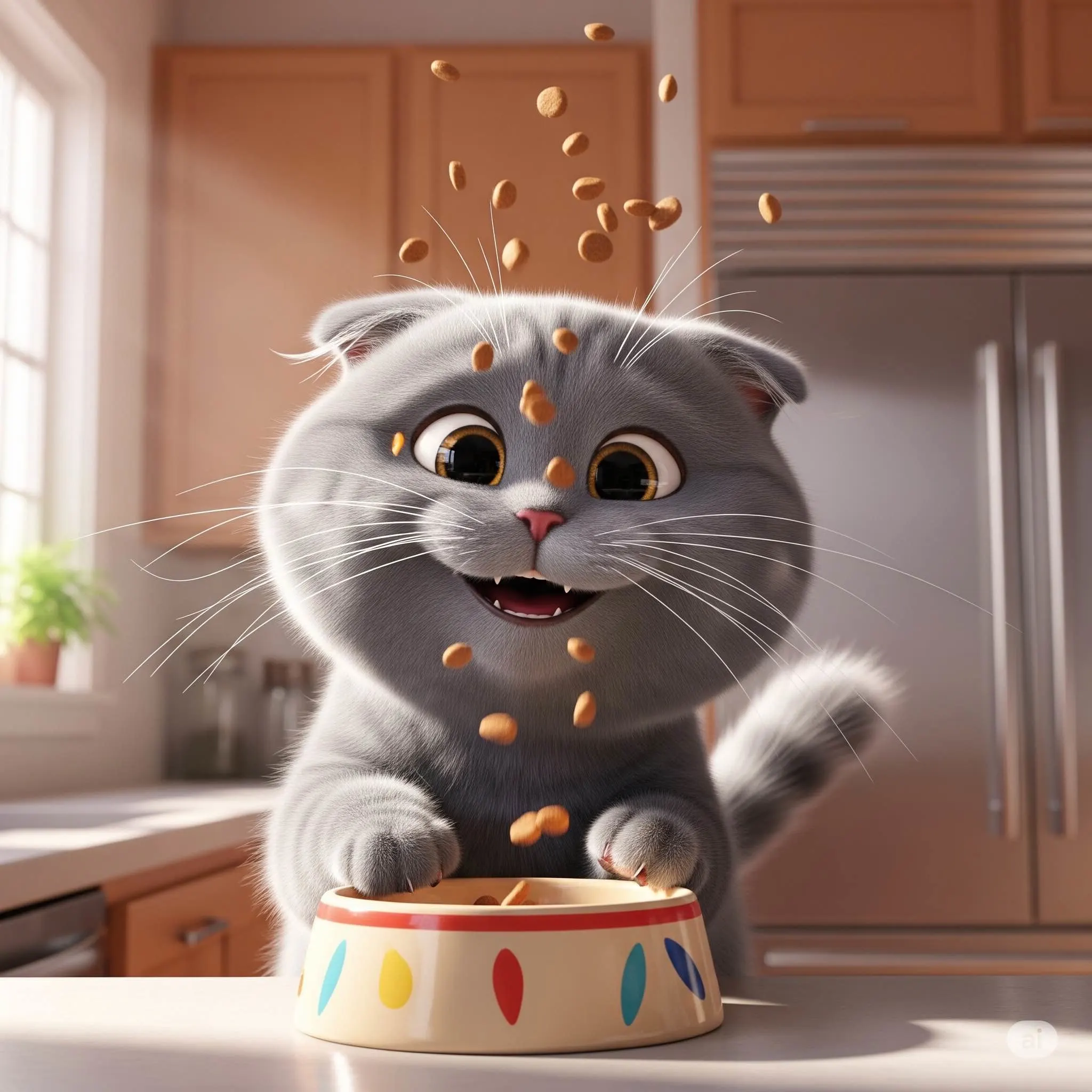 وزن ایده آل برای گربه اسکاتیش فولد: چگونه به سلامت حیوان خانگی خود کمک کنیم 1 Scottish fold in kitchen