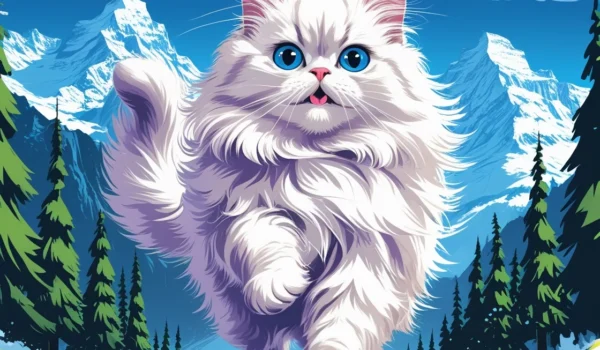 white persian cat in road