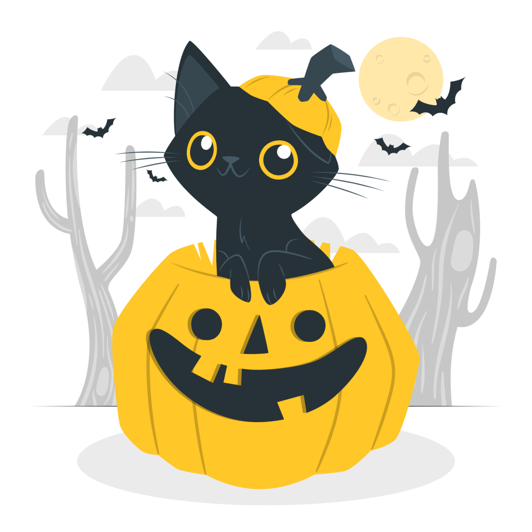 Cat rising from a pumpkin-cuate